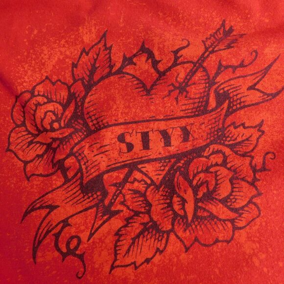 Double Dutch STYX Juniors Womens XL Graphic Band Tee Red Short Sleeve Cotton EUC - Picture 4 of 12